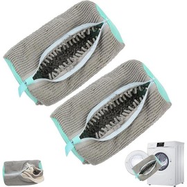 2Pcs Shoe Washing Machine Bag,Shoe Cleaning Bag for All Shoe Types,Laundry Shoe Bag for Washer and Dryer (Gray) - Color: Grey
