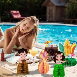 kockuu 12Pcs Hawaiian Luau Party Table Decorations - Double sided Aloha Flamingo Honeyc