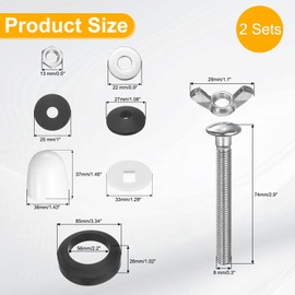 uxcell 2 Sets Universal Toilet Seat Bolts & Gasket Repair Kit, 4Pcs Toilet Tank Gasket and 4 Set Toilet Seat Bolts Screw Fits 2.2" Toilet Flush Valve Tank Coupling Kit