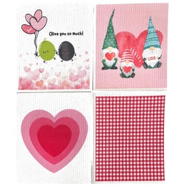Generic The Good Kitchen Collection Eco-Friendly ECO | Swedish Dishcloth | All The Love 4 Pack, 7”x 8”