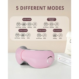 iRest Eye Massager with Heat Compression and Vibration,Smart Eye Mask Massager for Migraine Improve Sleep,Eye Massage for Relieve Eye Strain Dry Eye Dark Circles Eye Bags,Ideal Gift for Love,Pink