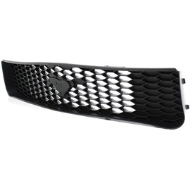 Grille Assembly Compatible with 2005-2009 Ford Mustang Honeycomb Insert Painted Black Shell and Insert Base Deluxe/Base Premium Models