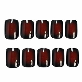 BABALAL Press on Nails Short Square Fake Nails Black and Red Glue on Nails for Women Gothic Acrylic Nails 24Pcs Squoval Manicure False Nails Supplies Squoval Full Cover Artificial Nails Art Decoration
