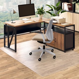 QQpony Clear Chair Mat for Hard Floors, 63"x51" Large Chair Mat for Hardwood Floors, Protector Floor Rolling Computer Desk Mat for Home Office (Clear)