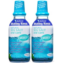 2 Pack H2Ocean Healing Rinse Mouthwash- Great Tasting Sea Salt & Xylitol Mouth Wash for Fresh Breath & Dry Mouth - Alcohol & Fluoride Free - Arctic Ocean Mint 16oz