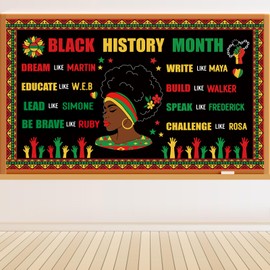 Faccito 62 Pcs Black History Month Bulletin Board Set Black History Classroom Decorations Female Leader Cutouts with Borders African American February Bulletin Board for School Home Door Wall Decor