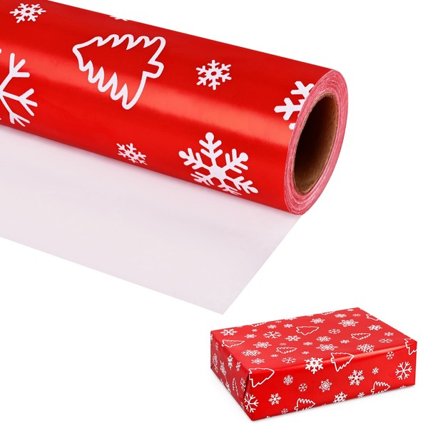 Iioscre Christmas Wrapping Paper, Christmas Gift Wrapping Paper Roll, Red