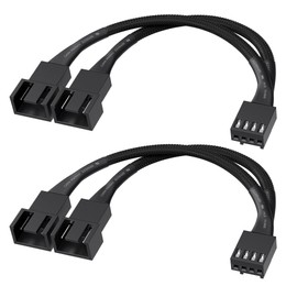 Cable Matters 2-Pack 2 Way 4 Pin PWM Fan Splitter Cable - 4 Inches, PC Fan Splitter 1 to 2 Converter, PC PWM Extension Cable