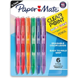 Papermate Paper Mate Clearpoint Color Lead Mechanical Pencils, 0.7mm, Assorted Colors, 6