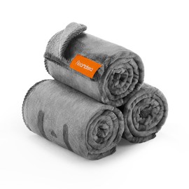 Feandrea Pet Blankets, 3-Pack Dog Blankets Washable, M, 102 x 73 cm, for Miniature and Small Dogs, Flannel Dog Couch Cover Protector, Slate Grey PPB013G01