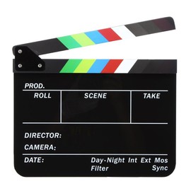 Acrylic Clapboard 9.6x11.7" /25x30cm Dry Erase Director Film Movie Clapper Board Slate with Color Sticks - Black