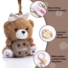 YILANFULL Plush Bear keychain Bag Charm,Cute Bow Bear Charms for Purse Handbags Bag Accessories Car Charms Brown Teddy Bears Key Chain