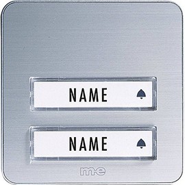 m-e Bell-202 TXA Wireless DOORBELL Button, 2-Family House, Aluminium Front, Silver, ((WxHxD) 90 x 90 x 22mm