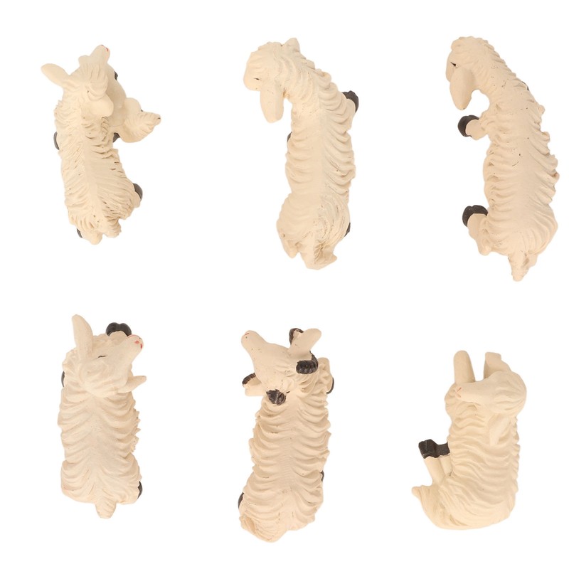 6Pcs Miniature Sheep Figurine Durable Resin Hand Painted UV Protection