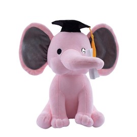 10 Inch Stuffed Animal - Elephant, Graduation Elephant with Diploma Tassel Hat, Large Stuffed Animal Elephant Plush Toy, Graduation Preschool Kindergarten Gift Gifts (Pink)