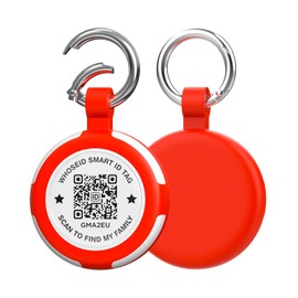 WhoseID Compatible with AirTag Keychain, QR Code Air Tag Holder, Silicone AirTags Cases, GPS Item Finders Accessories (Red)
