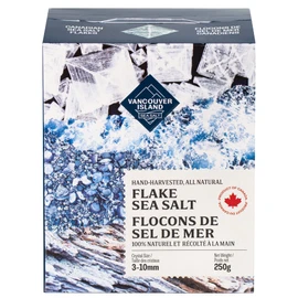 Sea Salt - 250 grams of Large Salt Flakes - Hand Harvested on Vancouver Island - Perfect for Seasoning, Baking, Cooking, and Finishing - All Natural Flaked Salt
