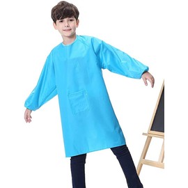 Royar beauty Kids Art Smock, Waterproof Apron with Pocket for Children, Artist Painting Aprons Smocks with Long Sleeve for Boys and Girls (Blue, XXL for Age 5-8)