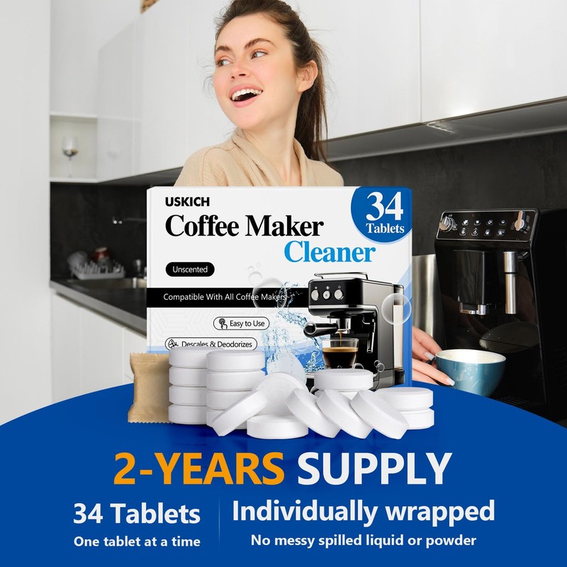 Coffee Machine Cleaner Descaler Tablets 34 Pack, Coffee Maker Cleaner