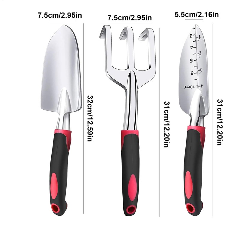 Garden Hand Tools Set - 3-Piece Non-Slip Gardening Tools -