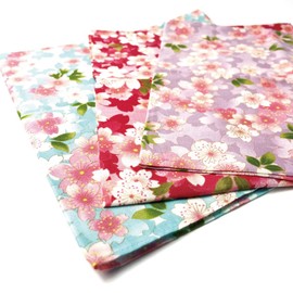 Terra Distribution Square Cute Scarf [ Made in Japan ] Japanese Design Bandanas Hair/Head Scarves for Women and Men (3pcs set (cherry blossom-3))