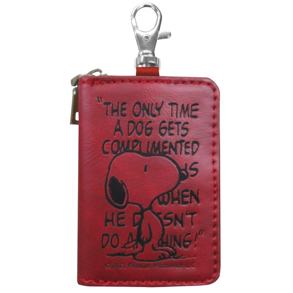 Snoopy Basic Standard Key Case, Smart Key Compatible, Round Zipper,