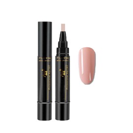 Pink Nail Polish Pens,3 in 1 Nail Varnish Pens Gel Nail Art Pen, One Step Nail Gel Pen for Women, DIY Painting Real Nails