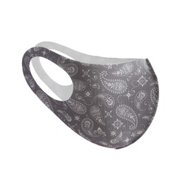 Komonee Face Mask Washable Reusable Grey Paisley Dustproof Cloth Mouth Cover Covering For Men Women Outdoors Indoors Cycling Ski Protection