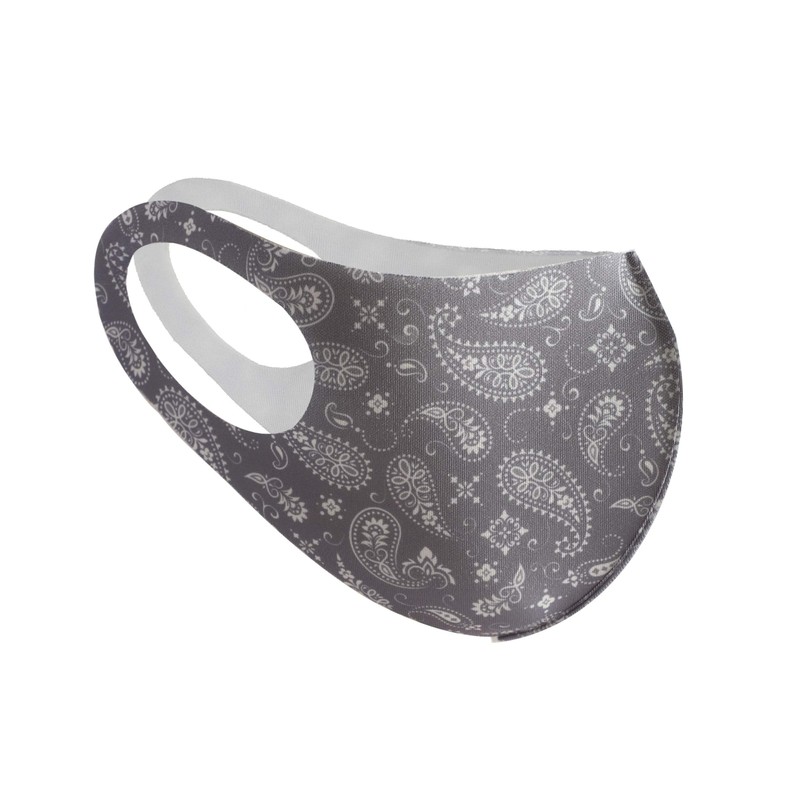 Komonee Face Mask Washable Reusable Grey Paisley Dustproof Cloth Mouth