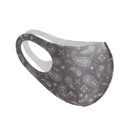 Komonee Face Mask Washable Reusable Grey Paisley Dustproof Cloth Mouth Cover Covering For Men Women Outdoors Indoors Cycling Ski Protection