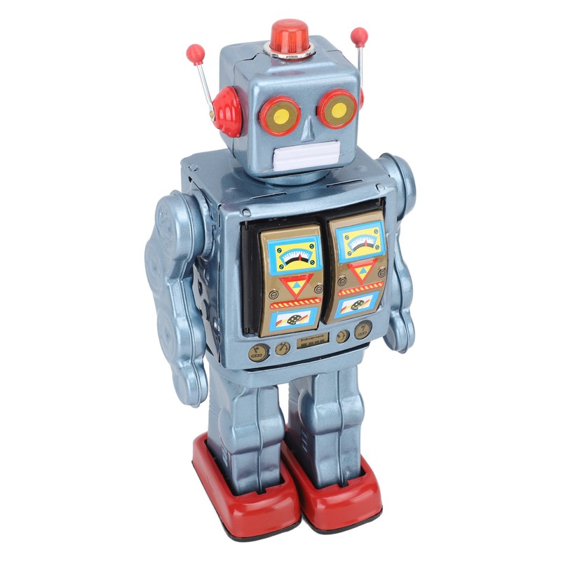 Metal Tin Robot Toy Retro Electric Rotating Figures Model Adult