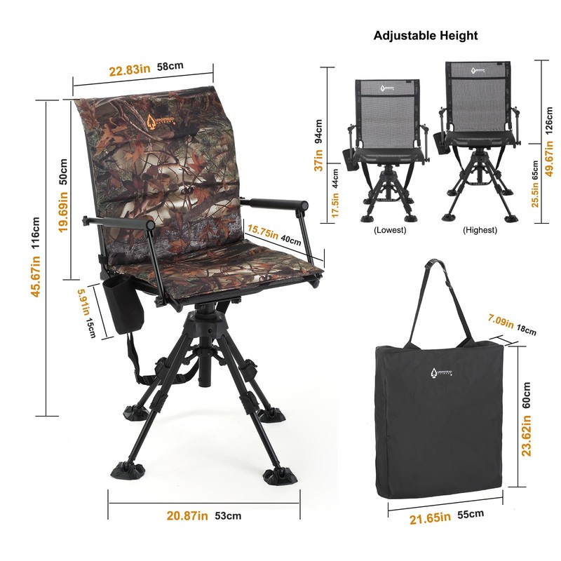 ARROWHEAD OUTDOOR Wide Folding 360° Hunting Swivel Blind Chair with