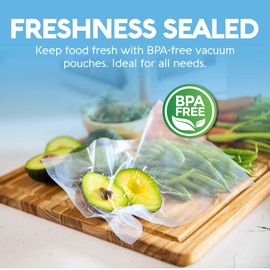 Avid Armor Chamber Vacuum Sealer Bags – Heavy Duty, BPA-Free, Pre-Cut Chamber Vacuum Bags for Food Preservation, Freezer Storage, Sous Vide and more, 250/Pack (Clear - 250, 6x12)