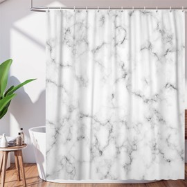 DuriLolly White Marble Shower Curtain Abstract Gray White Texture Granite Shower Curtains Modern Ombre Cracked Art Bathroom Decor Waterproof Fabric Curtain Set Include Hooks 71x71 inch