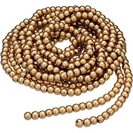 Christmas Wooden Bead Garland Wood Bead Garland Christmas Tree Decorations for Christmas Holiday Favors, 12 Feet (Gold)