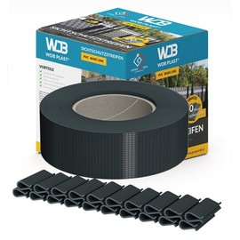 WDB Basic Line PVC Sichtschutzstreifen für Doppelstabmatten - Sichtschutz für Gartenzaun Doppelstabmattenzaun - 47,5 mm × 35 m + 20 Stück Befestigungsclips Klemmschienen Anthrazit