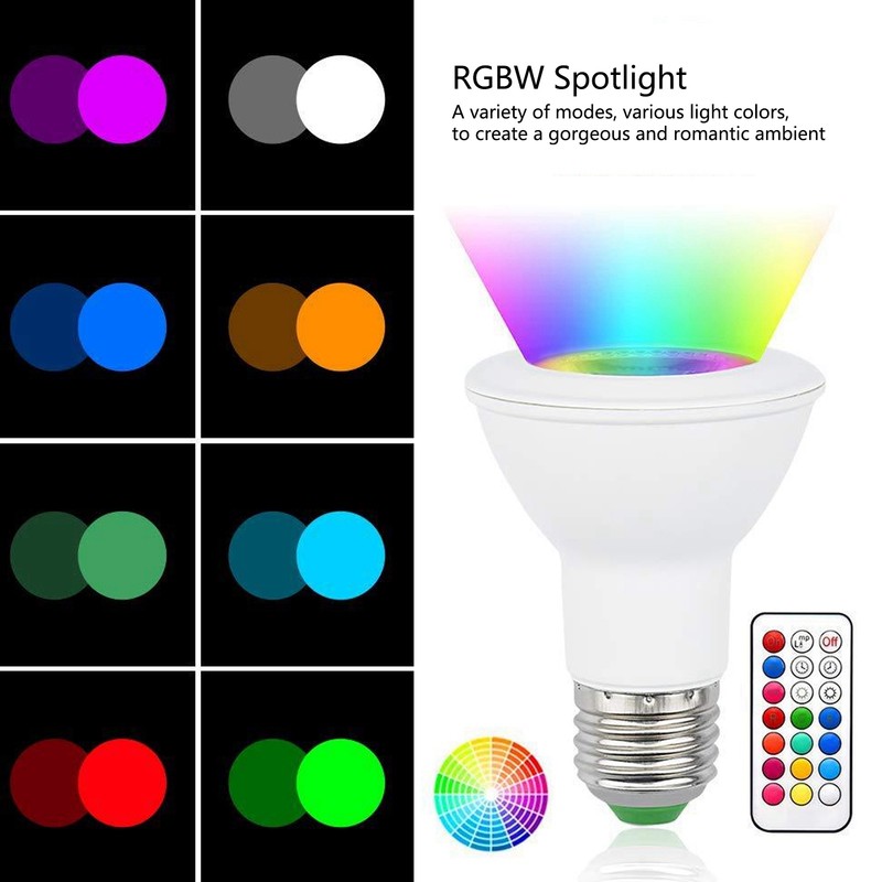10W RGBW Spotlight with Timing Remote Control E27 Color Changing