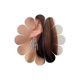 Inilbran Boho Skeleton Hand Earrings Gothic Skeleton Bone Dangle Earrings Silver Skull Hand Earrings Vintage Skull Hand Earrings Jewellery for Women and Girls, Alloy Steel