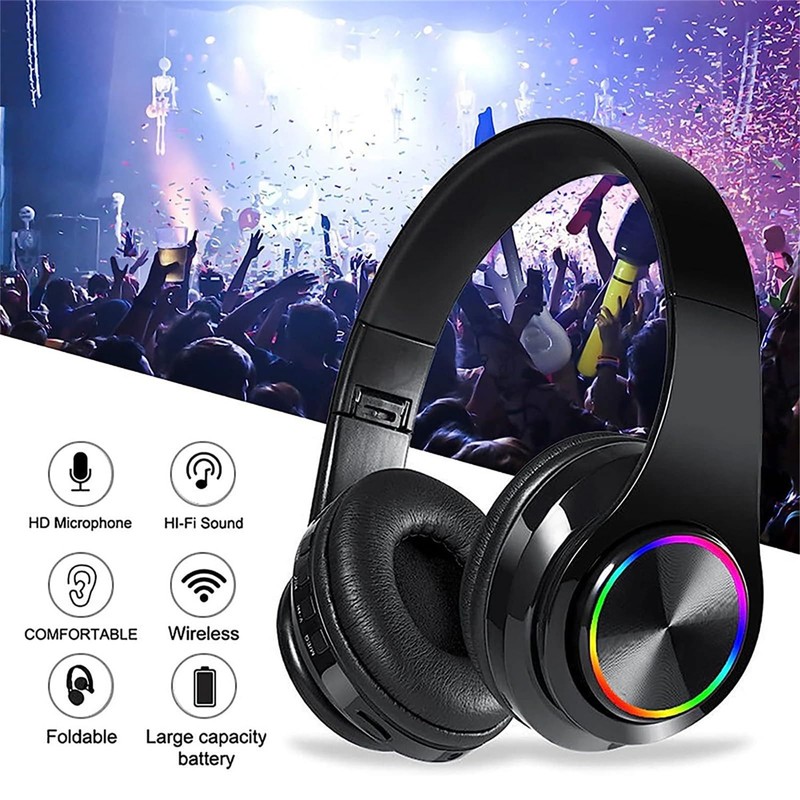 ZZOSRDR Bluetooth Headphones Over Ear, Foldable Lightweight Wireless Headset, Wireless
