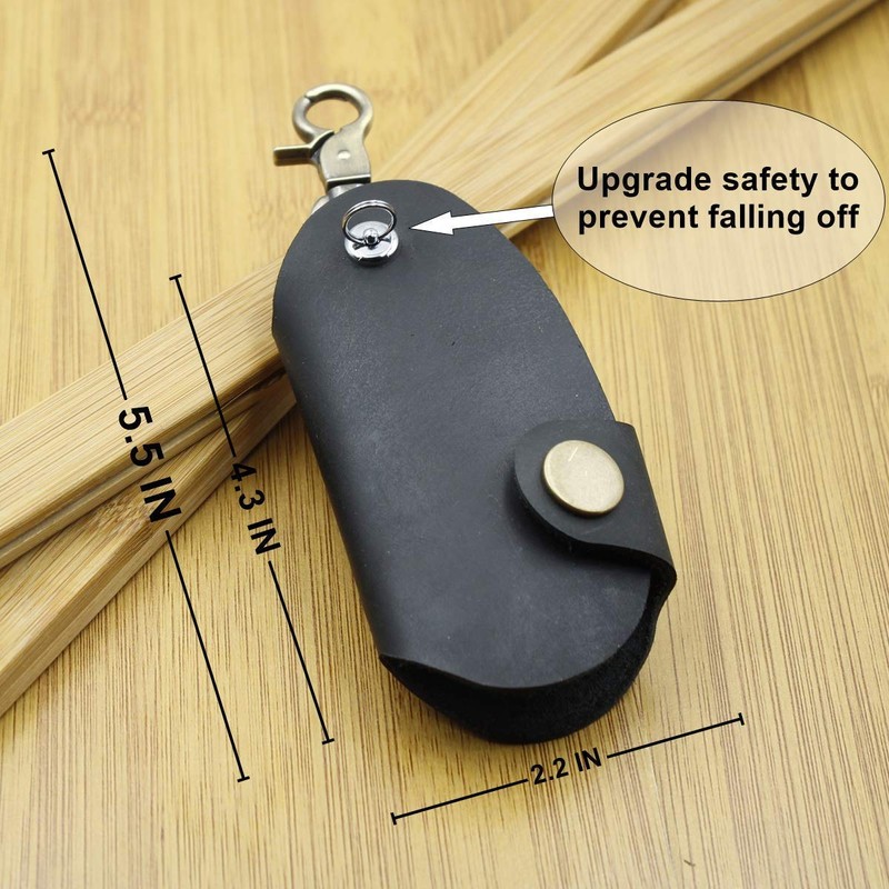 Upgrade Safety to Prevent Falling Off Genuine Leather Key Case