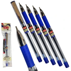 ELKOS BLUE Ballpoint Pens, 1.0mm Medium Point, Pack of 5, Quanta Ball Pens, Smooth Writing, Soft Grip, School Office Home Pens, ZOFAX Black Ball Pen