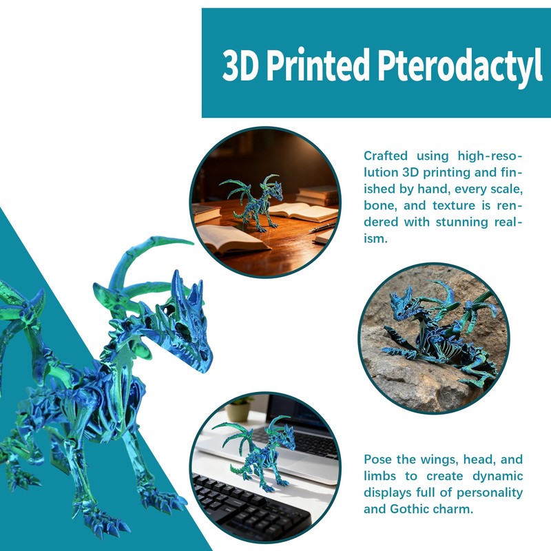 Lwjhzywl 3D Printed Pterodactyl with Movable Wings - Poseable Dinosaur
