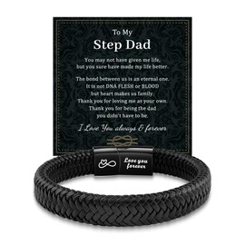 MANVEN Step Dad Gifts Ideal Step Dad Gifts Presents Leather Bracelet Fathers Day Birthday Christmas Thanksgiving