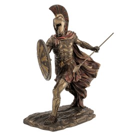 US 11.38 Inch Achilles with Spear and Shield Cold Cast Bronze Figurine