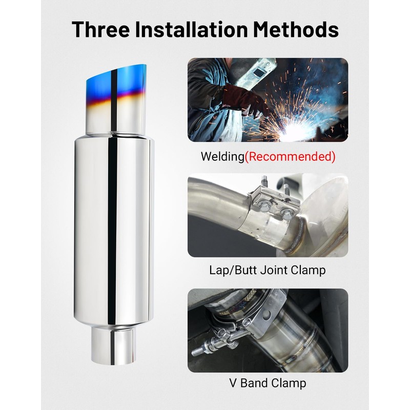 EVIL ENERGY Exhaust Muffler,Stainless Steel Exhaust Tip,Universal 14.6" Length (Burnt,2.25"