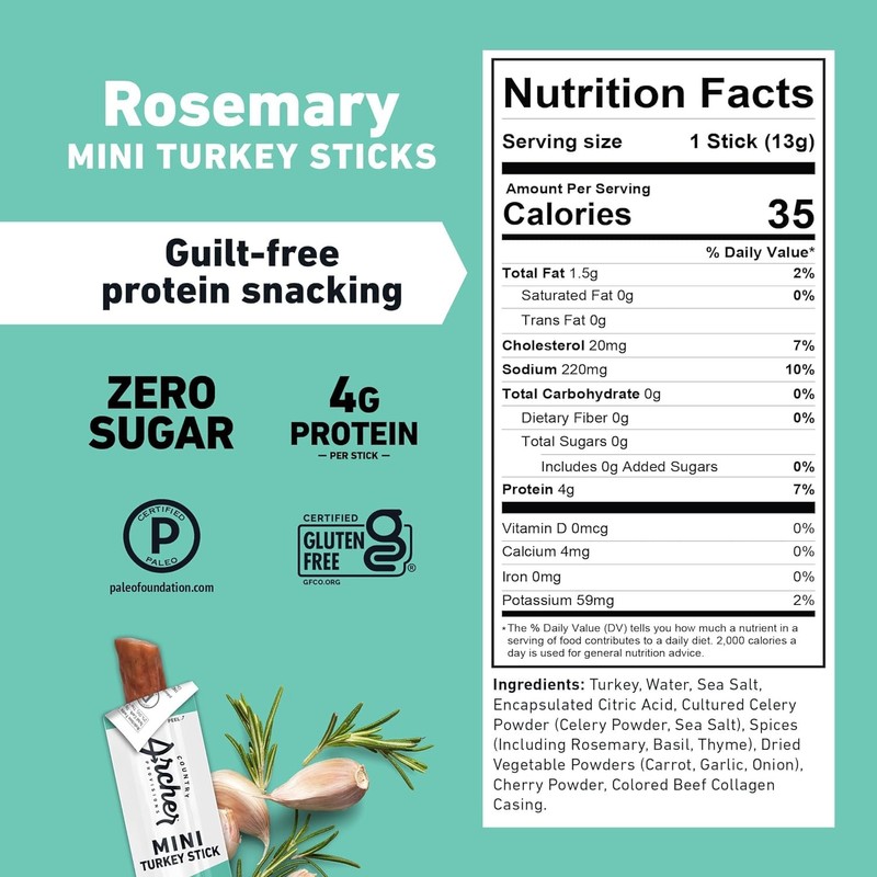 Archer Jerky Mini Turkey Jerky Sticks - All Natural Turkey