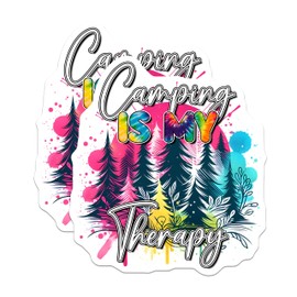 (2 Pack) Camping is My Therapy Magnets - Outdoor Adventure Magnets - Nature Lover Magnets - 5" On Longest Side - for Cars, Refrigerators, Toolboxes, Lockers - Made in USA BMCS3275