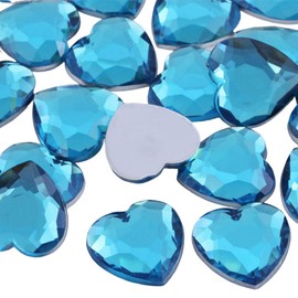 18mm Blue Aqua H109 Flat Back Heart Acrylic Rhinestones Plastic Gems Plastic Costume Jewels Embelishments - 30 Pieces
