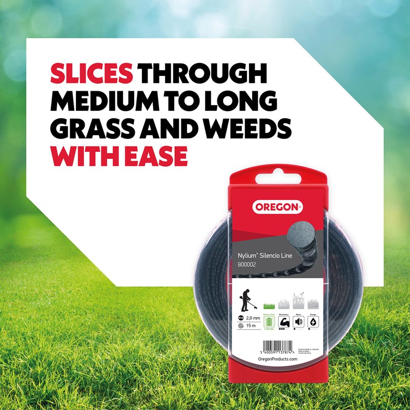 Oregon Nylium Silencio Replacement Round Line for Cordless Grass Trimmer