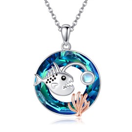 YAFEINI Angler Fish Necklace Sterling Silver Angler Fish Pendant Angler Fish Jewellery Gifts for Women Girls